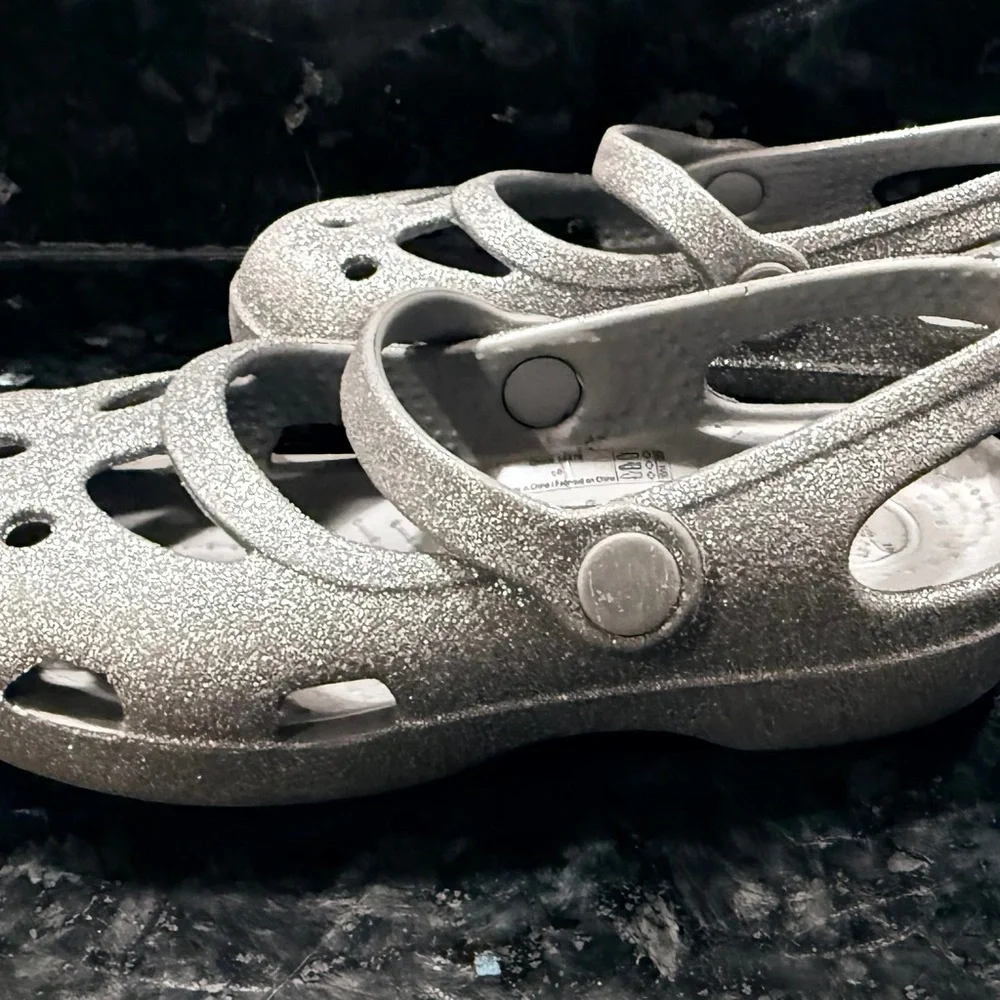 CROCS Kids Sparkly Silver Water Shoes